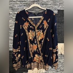 Navy Floral Long Sleeve Shirt